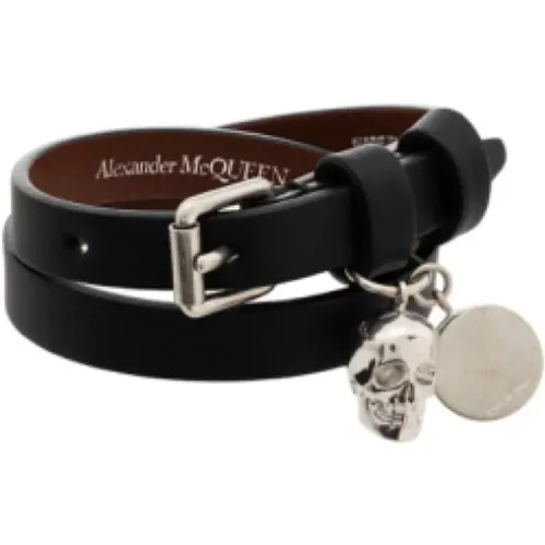 Belts, male, , Size: ONE SIZE Bold Leather Double Wrap Bracelet - alexander mcqueen - Modalova