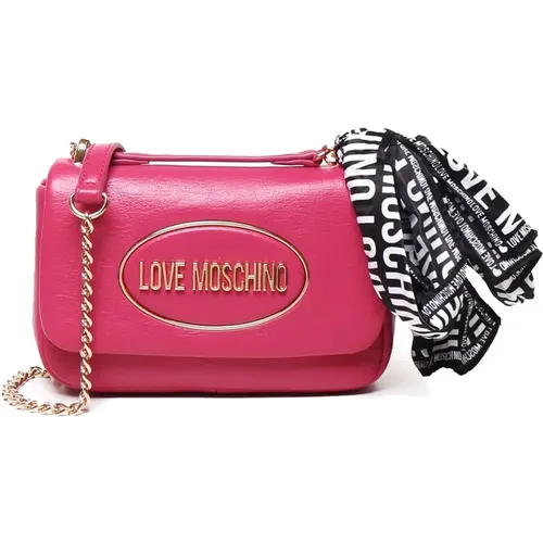 Cross Body Bags, female, , Size: ONE SIZE Magenta Flap Clutch Shoulder Bag - Love Moschino - Modalova