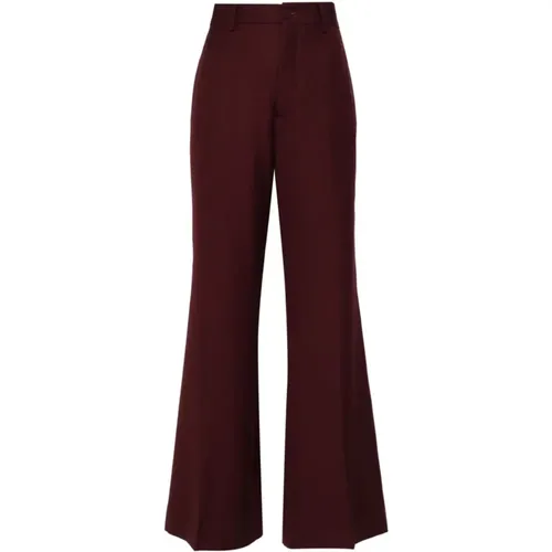 Wide Trousers, female, , Size: XS Dark Bordeaux Casual Pants - Plan C - Modalova