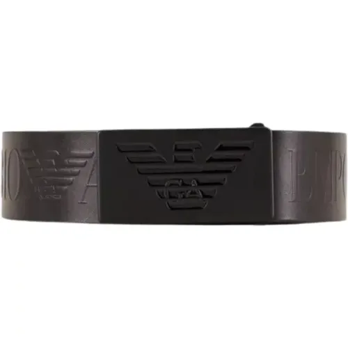 Leather Belt with Eagle Plaque , male, Sizes: 120 CM - Emporio Armani - Modalova