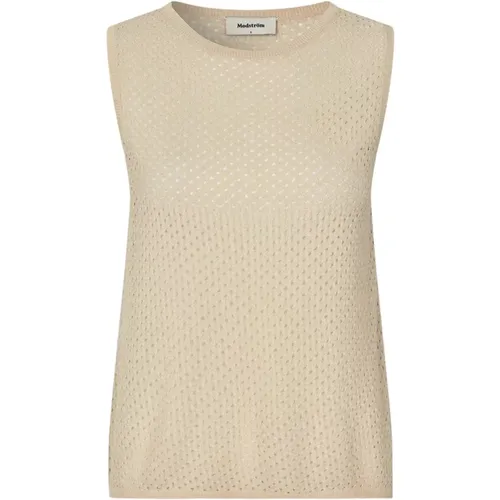 Beiger Ärmelloser Stricktop mit Löchern , Damen, Größe: M - Modström - Modalova