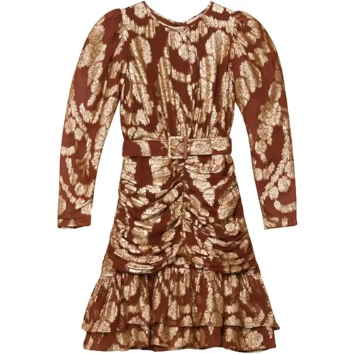 Short Dresses, female, , Size: M Golden Brocade Georgette Mini Dress - BY Timo - Modalova