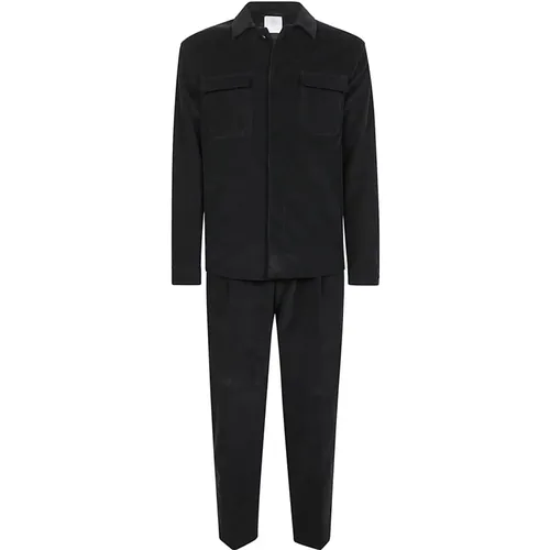 Single Breasted Suits, male, , Size: S Velvet Cotton Overshirt Pant Suit - Eleventy - Modalova