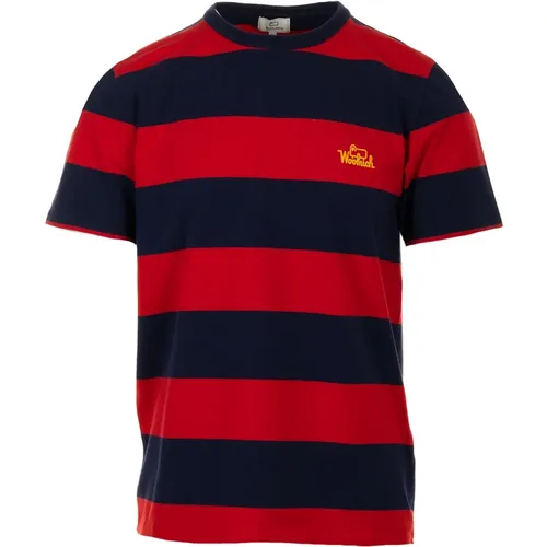 Stripe T-shirt and Polo , male, Sizes: XL, S, M, L - Woolrich - Modalova