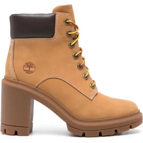 Braune Wildleder Chunky Heel Stiefel , Damen, Größe: 39 EU - Timberland - Modalova