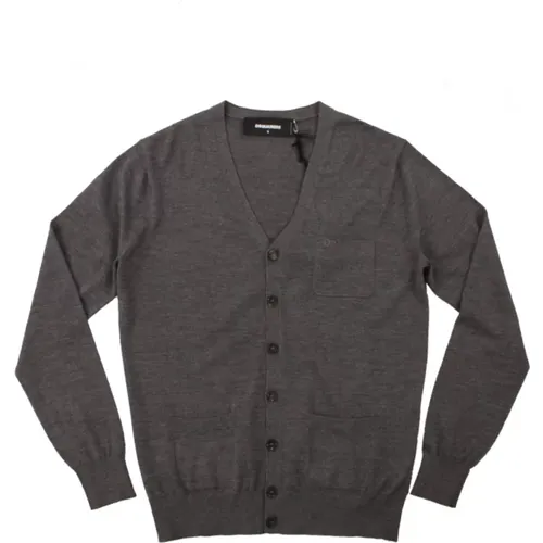 Men's Grey Wool Vest , male, Sizes: S - Dsquared2 - Modalova