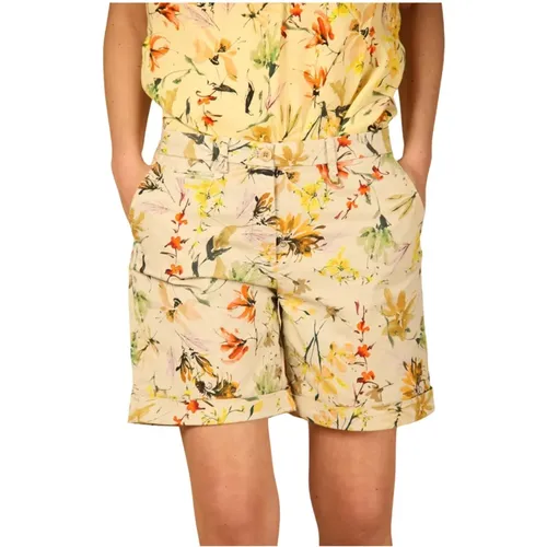Blumendruck Curvy Bermuda Shorts , Damen, Größe: XL - Mason's - Modalova