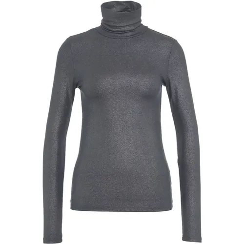 Silberne T-Shirts & Polos Aw24 , Damen, Größe: S - majestic filatures - Modalova