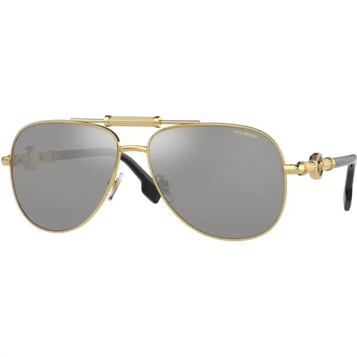 Sunglasses, unisex, , Size: 59 MM Gold/Grey Sunglasses - Versace - Modalova