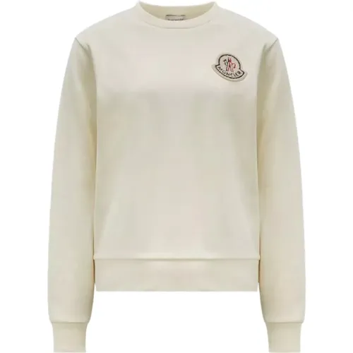 Weiße Logo Patch Sweatshirt Casual Klassiker - Moncler - Modalova