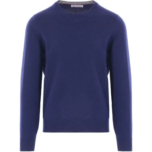 Cashmere Knitwear, male, , Size: M Luxury Cashmere Crew-Neck Sweater - BRUNELLO CUCINELLI - Modalova