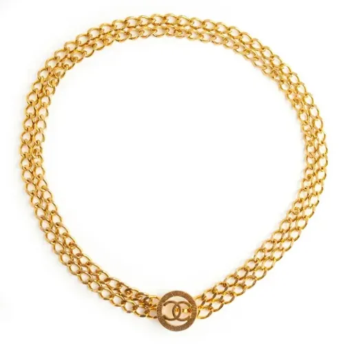 Pre-owned Jewellery, female, , Size: ONE SIZE Authentic Vintage Chanel Double Chain Necklace - Chanel Vintage - Modalova