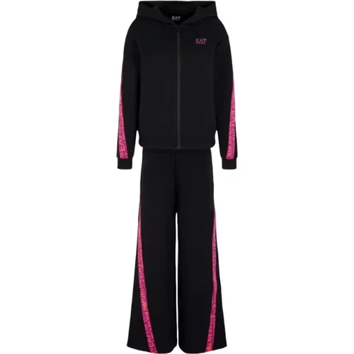 Training Sets, female, , Size: L Hoodie and Wide Pants Set - Emporio Armani EA7 - Modalova