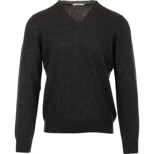 V-neck Knitwear, male, , Size: XL Anthracite Pullover Sweater - Gran Sasso - Modalova