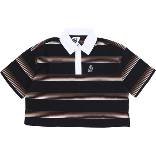 Striped Crop Polo Shirt , female, Sizes: L, XS, M - HUF - Modalova