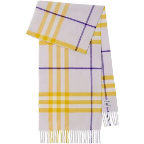 Winter Scarves, female, , Size: ONE SIZE Lilac Checked Cashmere Scarf - Burberry - Modalova