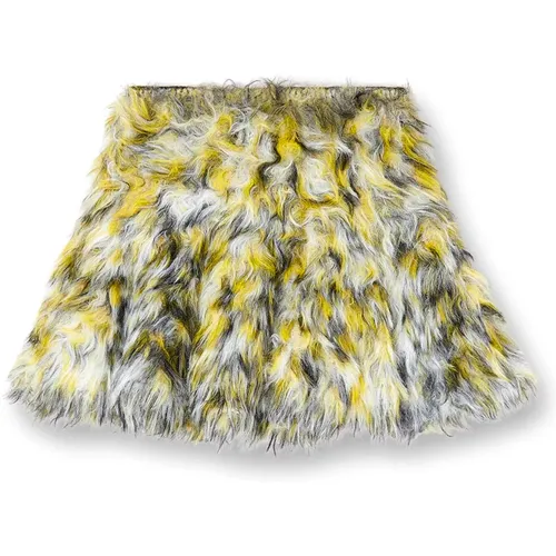 Short Skirts, female, , Size: XS Fur A-Line Skirt Yellow - Diesel - Modalova
