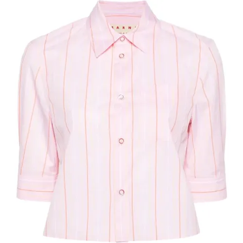 Striped Cotton Shirt , female, Sizes: XS, 2XS, S - Marni - Modalova