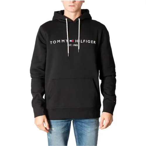 Schwarzer Kapuzenpullover mit Druck , Herren, Größe: M - Tommy Jeans - Modalova