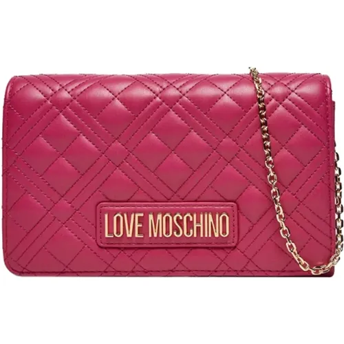 Fuchsia Umhängetasche mit Goldenen Details - Moschino - Modalova