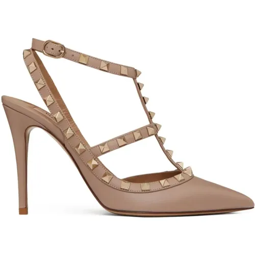 Powder Rockstud Ankle Strap Heels , female, Sizes: 3 UK, 2 1/2 UK, 5 UK, 8 UK, 4 1/2 UK, 6 UK, 2 UK, 7 UK - Valentino Garavani - Modalova