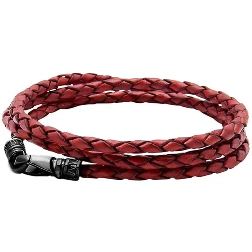 Men's Wrap Around Leather Bracelet , Herren, Größe: L - Nialaya - Modalova