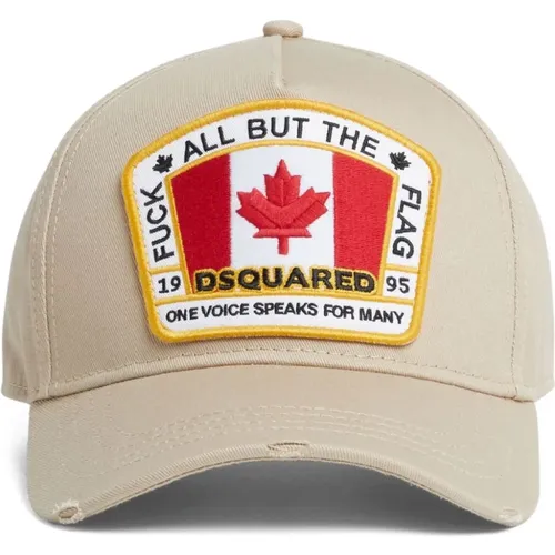 Caps, male, , Size: ONE SIZE Logo Patch Cotton Hat - Dsquared2 - Modalova