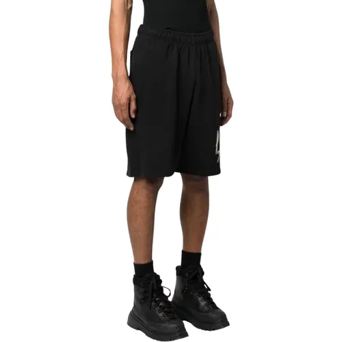 Schwarze Verkratzte Jersey Shorts , Herren, Größe: L - 44 Label Group - Modalova