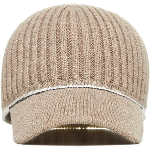 Caps, female, , Size: XS Ribbed Knit Baseball Cap Dove Grey - BRUNELLO CUCINELLI - Modalova