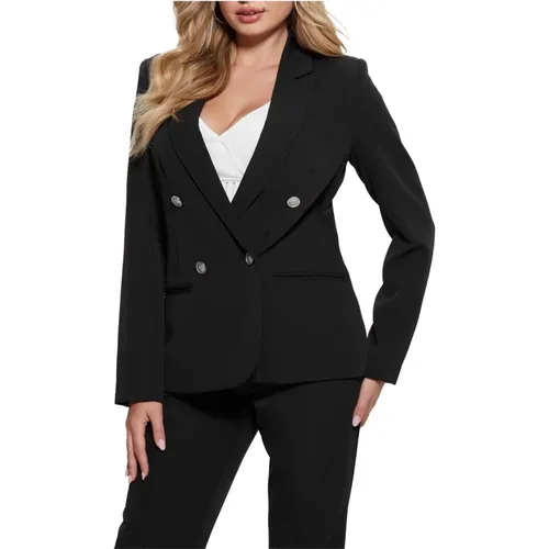 Schwarzes Synthetisches Blazer Set für Damen , Damen, Größe: M - Guess - Modalova