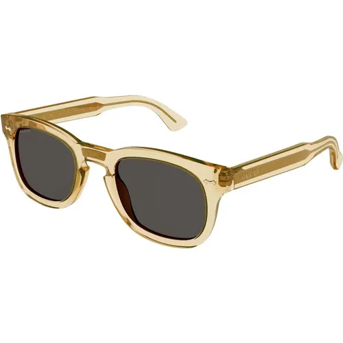 Transparente Braun/Graue Sonnenbrille , unisex, Größe: 49 MM - Gucci - Modalova