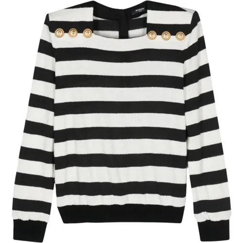 Striped Knit Sweater , female, Sizes: S, M - Balmain - Modalova