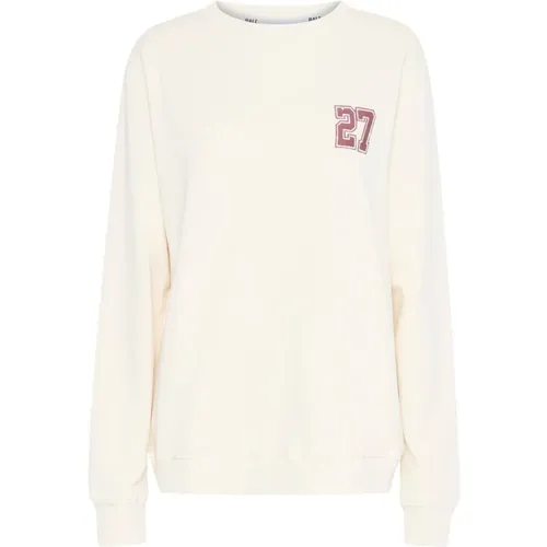 Weißer Sweatshirt mit Besticktem Detail , Damen, Größe: 2XL - Ball - Modalova