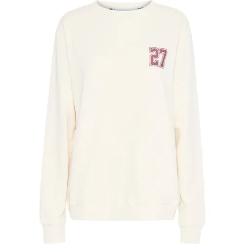 Weißer Sweatshirt mit Besticktem Detail , Damen, Größe: M - Ball - Modalova