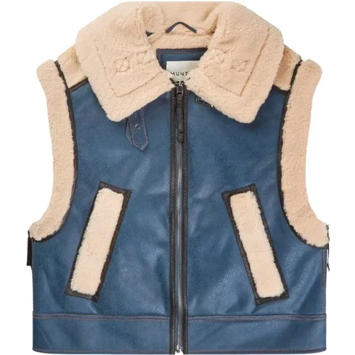 Vegan Leather Vest with Plush Lining , female, Sizes: L, 2XL, M, S - Munthe - Modalova