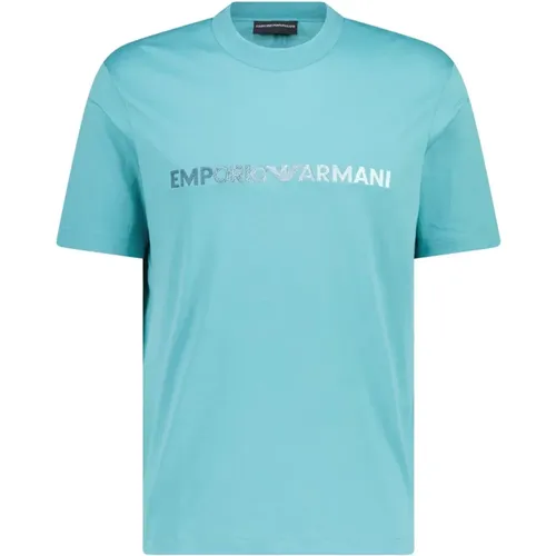 Logo Embroidered Cotton T-Shirt , male, Sizes: S, M, XL - Emporio Armani - Modalova