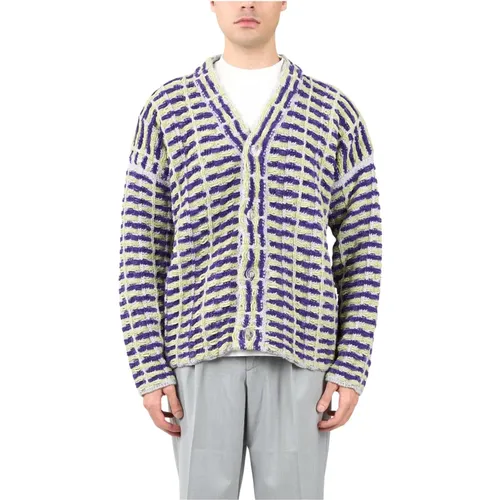 Cardigans, male, , Size: M Oversized Knit Cardigan with Button Closure - Bonsai - Modalova