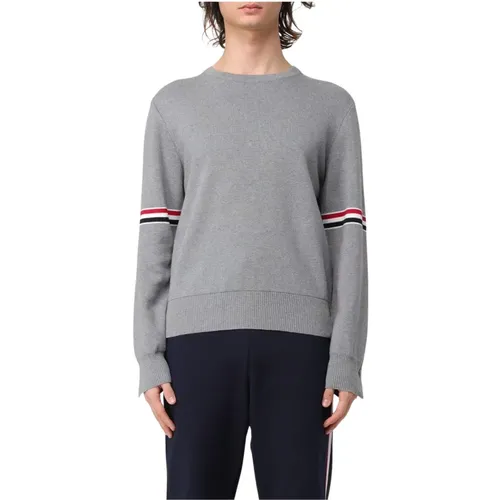 Round-neck Knitwear, male, , Size: XL Crewneck Knit Pullover - Thom Browne - Modalova