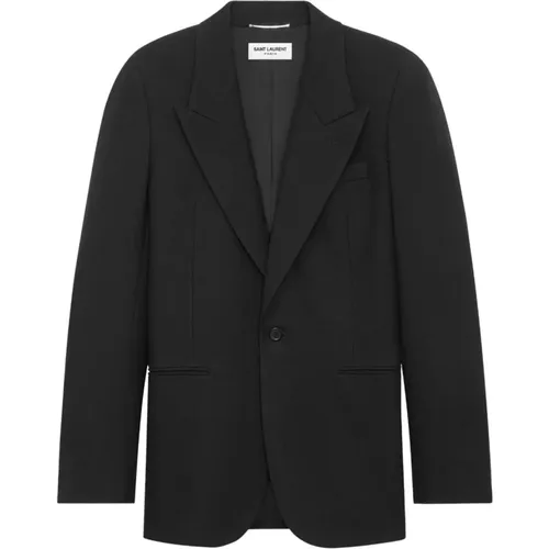 Blazers, male, , Size: M Wool Blazer - Saint Laurent - Modalova