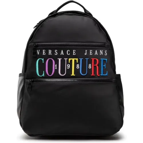 Backpacks, male, , Size: ONE SIZE Multicolor Logo Nylon Backpack for Men - Versace Jeans Couture - Modalova