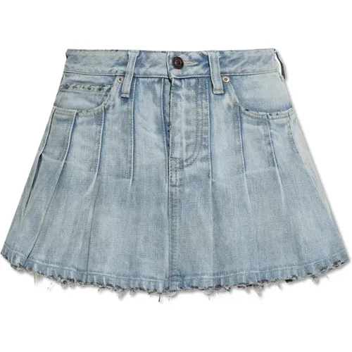 Denim Skirts, female, , Size: 2XS Pleated denim skirt - Balenciaga - Modalova