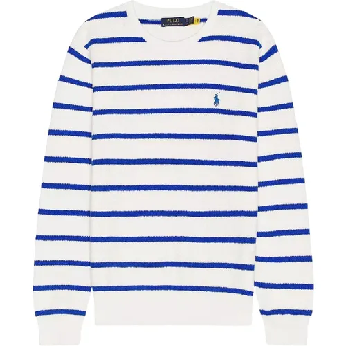 Round-neck Knitwear, male, , Size: 2XL Cotton sweater with stripes - Ralph Lauren - Modalova