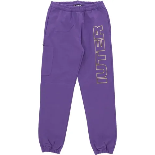 Sweatpants, male, , Size: S Lightweight Violet Tracksuit Pants Elastic Waist - Iuter - Modalova