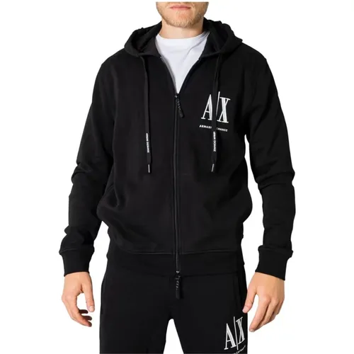 Zip-throughs, male, , Size: S Cotton Hoodie Sweater Men Autumn/Winter Collection - Armani Exchange - Modalova