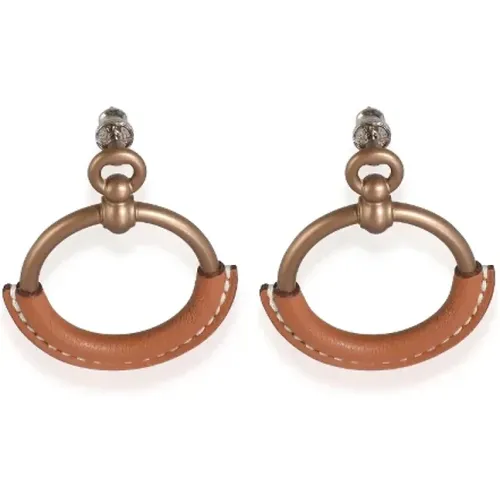 Pre-owned Leather earrings , female, Sizes: ONE SIZE - Hermès Vintage - Modalova