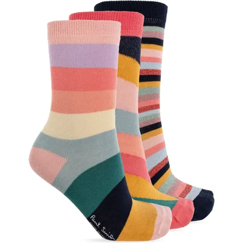 Socks, female, , Size: ONE SIZE Three-pack of cotton socks with lurex thread - Paul Smith - Modalova