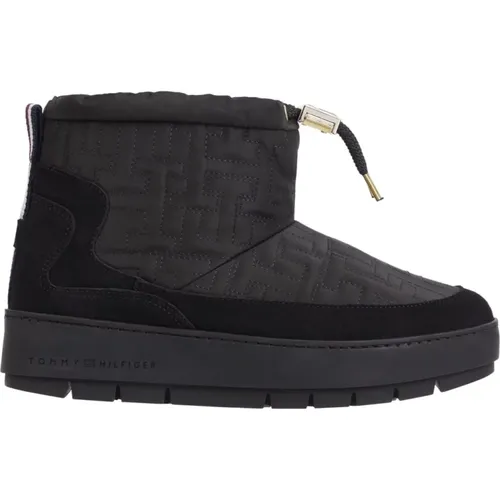 Schwarze Monogramm Stiefeletten , Damen, Größe: 41 EU - Tommy Hilfiger - Modalova