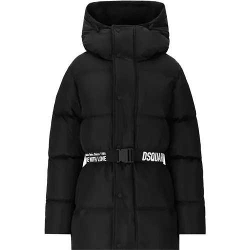 Hooded Puffer Jacket with Belt , female, Sizes: XS - Dsquared2 - Modalova