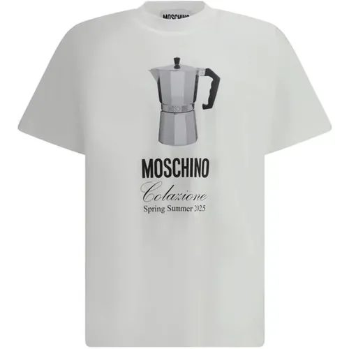 T-Shirts, male, , Size: M Coffee Pot Print Cotton T-Shirt - Moschino - Modalova