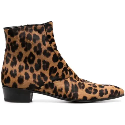 Ankle Boots, male, , Size: 7 US Leopard Suede Ankle Boots - Lidfort - Modalova